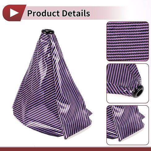 1 Pc Gear Shift Stick Gaiter Decoration Gear Stick Knob Cover Boot Shift Cover 27x3x23cm/10.63"x1.18"x9.06" Carbon Fiber Purple Polypropylene in Saudi Arabia