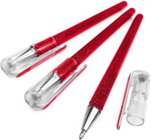 قلم Pentel Hybrid - ثنائي معدني - قلم حبر جل سائل ذو كرة دوارة - عبوة من 3 قطع - وردي/وردي معدني in Kuwait