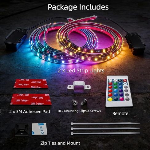 أضواء مظلة عربة الجولف التي تعمل بالبطارية، 2 حزمة 4FT IP68 شريط إضاءة لسقف عربة الجولف مقاوم للماء بالكامل مع جهاز تحكم عن بعد، مصابيح شريط LED تحت توهج RGB لعربات الجولف EZGO Yamaha Marine Boat Kayak SUP UTV in Kuwait