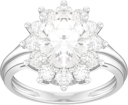 10K White Gold 7x9mm 2.0CT Simulated Oval Diamond or Genuine Moissanite Cluster Promise Engagement Ring in Kuwait