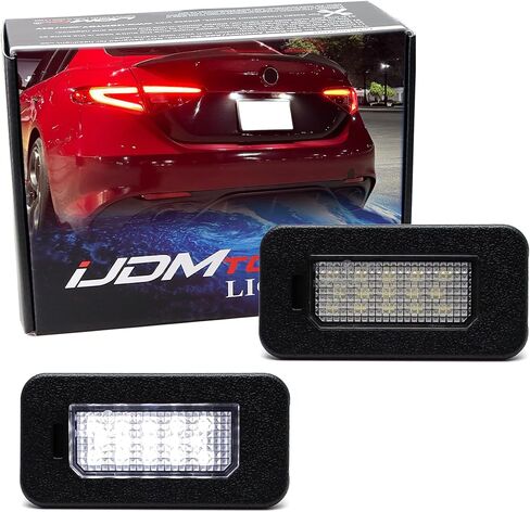 مجموعة إضاءة لوحة ترخيص LED كاملة بيضاء زينون من iJDMTOY متوافقة مع Alfa Romeo 2016/2017-2022 Giulia & Stelvio, 2024-up Fiat 500e in Kuwait