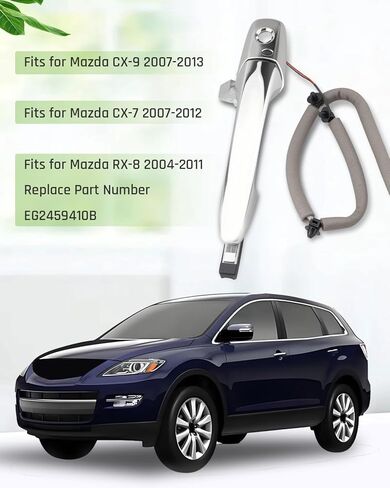 Front Driver Side Exterior Door Handle Fits for Mazda CX-9 2007-2013 CX-7 2007-2012 RX-8 2004-2011, Exterior Door Handle Outer Door Part, Replacement EG2459410B (Silver) in Kuwait