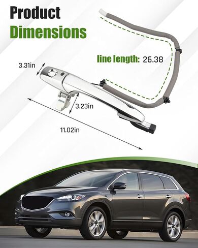 Front Driver Side Exterior Door Handle Fits for Mazda CX-9 2007-2013 CX-7 2007-2012 RX-8 2004-2011, Exterior Door Handle Outer Door Part, Replacement EG2459410B (Silver) in Kuwait