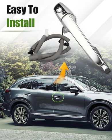 Front Driver Side Exterior Door Handle Fits for Mazda CX-9 2007-2013 CX-7 2007-2012 RX-8 2004-2011, Exterior Door Handle Outer Door Part, Replacement EG2459410B (Silver) in Kuwait