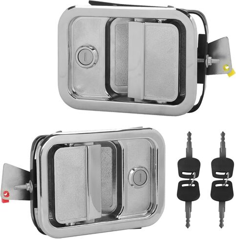 Pair Front Exterior Door Handle Compatible with Freightliner Argo, Century Class, Columbia, Coronado 2003-2014, Left & Right Side Door Handles w/Keys, Replaces 7605201, 7605202 in Saudi Arabia