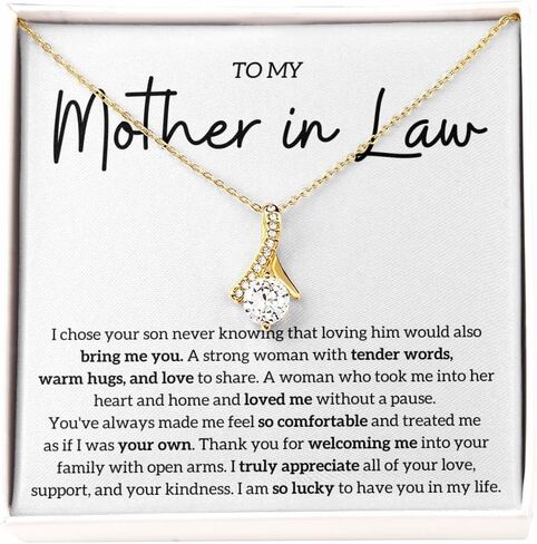 To My Mother in Law Necklace, Personalized Gifts from Daughter in Law, Mothers Day Gifts For Boyfriends Mom From Girlfriend, Best Christmas Birthday Present Idea in Saudi Arabia