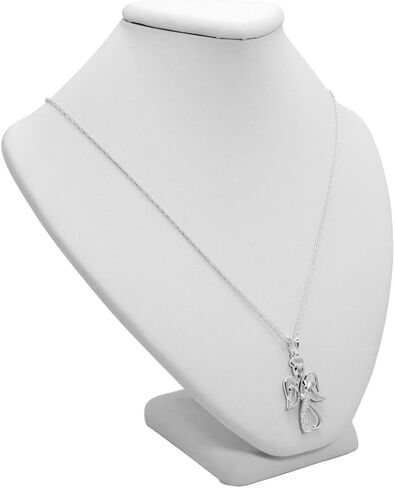 أماندا روز كوليكشن قلادة مجنحة من الألماس على شكل قلب مفتوح من الفضة الإسترليني على سلسلة من الفضة الإسترليني مقاس 18 بوصة | قلادات ألماس حقيقية للنساء in Kuwait