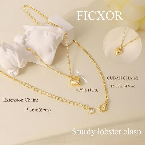 Heart Necklaces for Women Trendy,Dainty 14k Gold Plated Heart Pendant Necklace Simple Gold Cuban Satellite Necklace Chains Small Cute Love Charms Necklaces for Women Minimalist Jewelry Birthday Gifts in Saudi Arabia