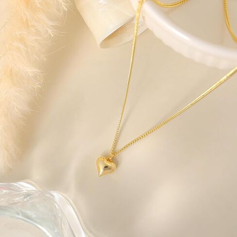 Heart Necklaces for Women Trendy,Dainty 14k Gold Plated Heart Pendant Necklace Simple Gold Cuban Satellite Necklace Chains Small Cute Love Charms Necklaces for Women Minimalist Jewelry Birthday Gifts in Saudi Arabia
