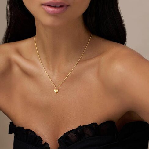 Heart Necklaces for Women Trendy,Dainty 14k Gold Plated Heart Pendant Necklace Simple Gold Cuban Satellite Necklace Chains Small Cute Love Charms Necklaces for Women Minimalist Jewelry Birthday Gifts in Saudi Arabia