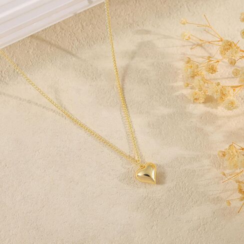 Heart Necklaces for Women Trendy,Dainty 14k Gold Plated Heart Pendant Necklace Simple Gold Cuban Satellite Necklace Chains Small Cute Love Charms Necklaces for Women Minimalist Jewelry Birthday Gifts in Saudi Arabia
