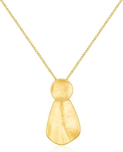 YUJIE Hammered Geometric Necklace Gold Plated Round & Teardrop Pendant Adjustable Chain Chic Elegant Jewelry in Saudi Arabia