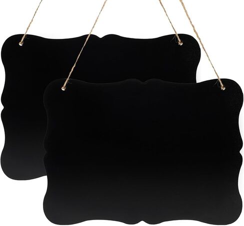 2 قطعة سبورة طباشير معلقة، 7 × 9 بوصة علامات سبورة معلقة مزدوجة الجوانب، علامات سبورة رسائل صغيرة قابلة للمسح عتيقة لديكور حفلات الزفاف والمطبخ والمكتب والمنزل in Kuwait