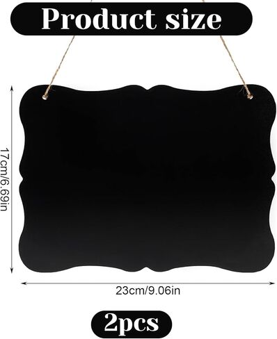 2 قطعة سبورة طباشير معلقة، 7 × 9 بوصة علامات سبورة معلقة مزدوجة الجوانب، علامات سبورة رسائل صغيرة قابلة للمسح عتيقة لديكور حفلات الزفاف والمطبخ والمكتب والمنزل in Kuwait