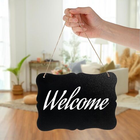 2 قطعة سبورة طباشير معلقة، 7 × 9 بوصة علامات سبورة معلقة مزدوجة الجوانب، علامات سبورة رسائل صغيرة قابلة للمسح عتيقة لديكور حفلات الزفاف والمطبخ والمكتب والمنزل in Kuwait