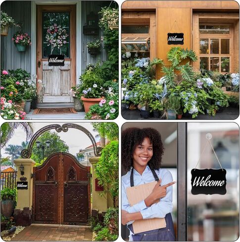 2 قطعة سبورة طباشير معلقة، 7 × 9 بوصة علامات سبورة معلقة مزدوجة الجوانب، علامات سبورة رسائل صغيرة قابلة للمسح عتيقة لديكور حفلات الزفاف والمطبخ والمكتب والمنزل in Kuwait