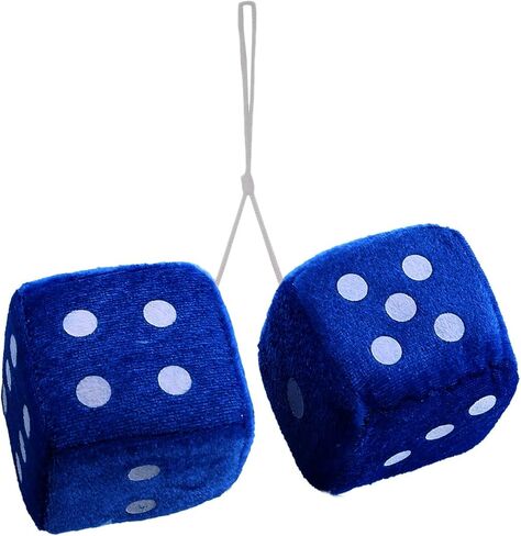 Vaygway Blue Teal 3" Square Hanging Dice-Soft Fuzzy Decorative Vehicle Hanging Mirror Dice with White Dots in Kuwait