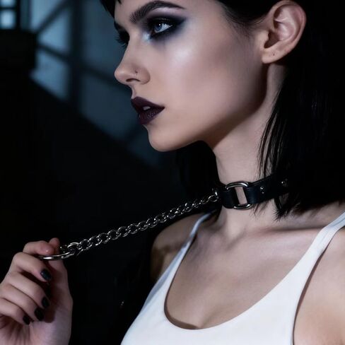Womens Sexy Adjustable Choker Bdsm Bondaged Sissy Halloween Leather Collar Slip Chain Collars Cosplay Accessories in Kuwait