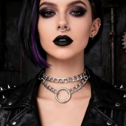Womens Sexy Adjustable Choker Bdsm Bondaged Sissy Halloween Leather Collar Slip Chain Collars Cosplay Accessories in Kuwait