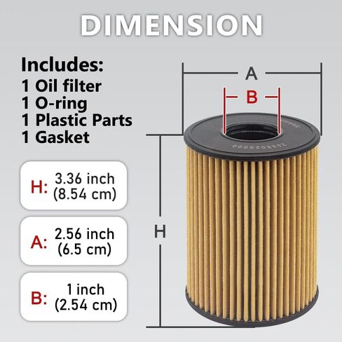Oil Filter Fits Select Hyundai Santa Cruz Fe Sonata Tucson, Fits Select Kia K5 Sorento, Direct Replacement for OE# 263502S001 in Kuwait