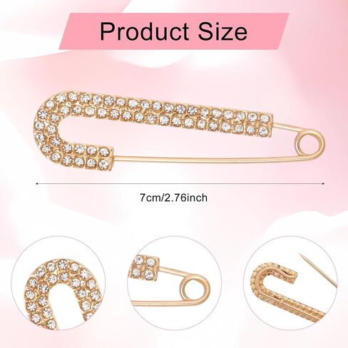 4 Pieces Women Fashion Brooch Pins Decorative Faux Crystal and Pearl Candy Cane Gold and Silver Safety Pins Clips for Sweaters Shirts Dresses Scarves Bags Hats Clothes Jackets Blouses in Kuwait