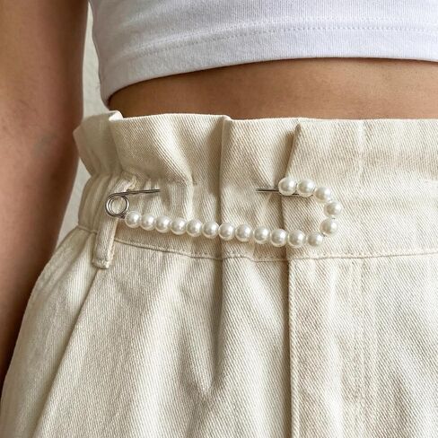 4 Pieces Women Fashion Brooch Pins Decorative Faux Crystal and Pearl Candy Cane Gold and Silver Safety Pins Clips for Sweaters Shirts Dresses Scarves Bags Hats Clothes Jackets Blouses in Kuwait