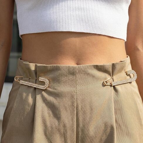 4 Pieces Women Fashion Brooch Pins Decorative Faux Crystal and Pearl Candy Cane Gold and Silver Safety Pins Clips for Sweaters Shirts Dresses Scarves Bags Hats Clothes Jackets Blouses in Kuwait