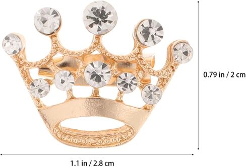 Gold Crown Brooch Pins with Rhinestone Accents Mini Tiara Lapel Pins for Women and Men Elegant Party and Wedding Corsage Accessories Secure Fastening 1.1 Inch in Saudi Arabia