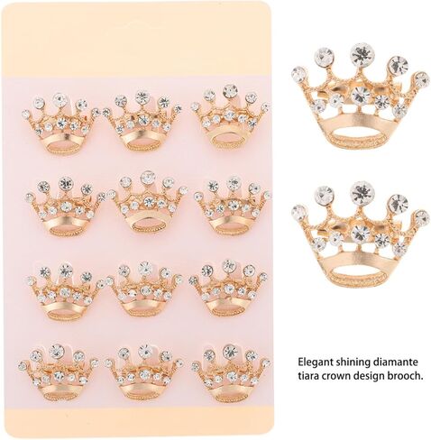 Gold Crown Brooch Pins with Rhinestone Accents Mini Tiara Lapel Pins for Women and Men Elegant Party and Wedding Corsage Accessories Secure Fastening 1.1 Inch in Saudi Arabia