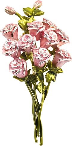 Enamel pink tulip flower Brooches for Women Fashion vintage green leaf plant flower brooch lapel pin elegant clothing accessories Mother's Day wedding Valentine Christmas holiday anniversary jewelry in Kuwait