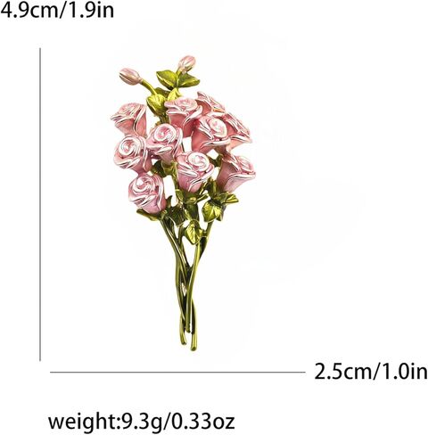 Enamel pink tulip flower Brooches for Women Fashion vintage green leaf plant flower brooch lapel pin elegant clothing accessories Mother's Day wedding Valentine Christmas holiday anniversary jewelry in Kuwait