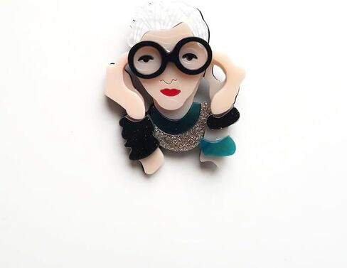 Funny Old Lady Glasses Design Acrylic Brooch,Unique Fashion Pin,Cute and Creative Accessory for Jackets,Bags and Sweaters in Saudi Arabia
