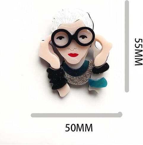 Funny Old Lady Glasses Design Acrylic Brooch,Unique Fashion Pin,Cute and Creative Accessory for Jackets,Bags and Sweaters in Saudi Arabia