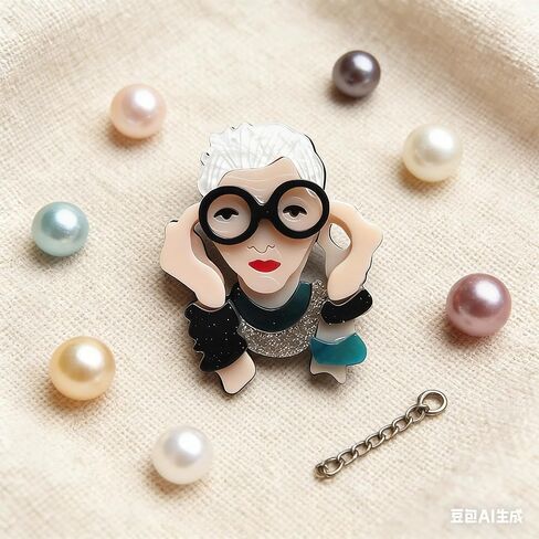 Funny Old Lady Glasses Design Acrylic Brooch,Unique Fashion Pin,Cute and Creative Accessory for Jackets,Bags and Sweaters in Saudi Arabia
