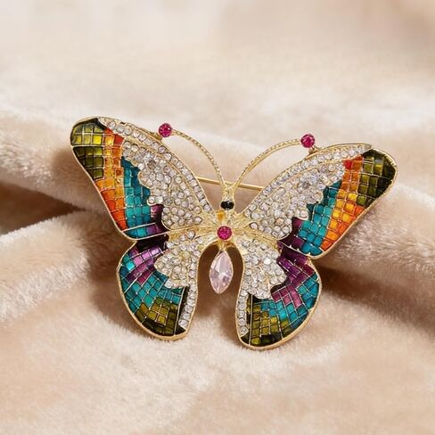 Sparkling Butterfly Brooch - Luxury Rhinestone Crystal Alloy Pin for Women, Elegant Brooch for Dress, Blazer, Scarf, Bag, Wedding & Party Accessories in Saudi Arabia