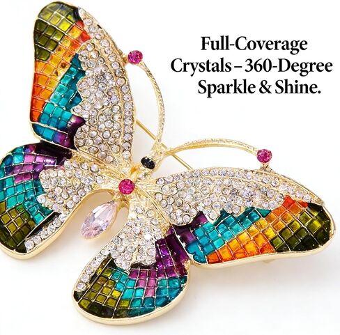 Sparkling Butterfly Brooch - Luxury Rhinestone Crystal Alloy Pin for Women, Elegant Brooch for Dress, Blazer, Scarf, Bag, Wedding & Party Accessories in Saudi Arabia