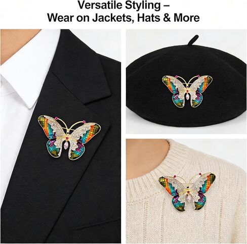 Sparkling Butterfly Brooch - Luxury Rhinestone Crystal Alloy Pin for Women, Elegant Brooch for Dress, Blazer, Scarf, Bag, Wedding & Party Accessories in Saudi Arabia