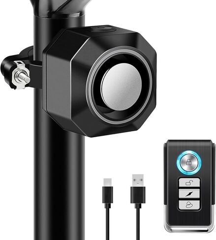 Bike Alarm USB Rechargeable with Mount, NineLeaf Bike Alarm with Remote, Bicycle Alarm System Anti Theft Wireless Bicycle Vibration Motion Sensor 110dB Loud Security for Vehicle Trailer Motorcycle in Kuwait