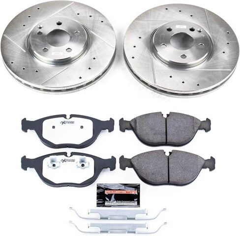 PowerStop Front Brake Kit For Mercedes-Benz S430 2003-06 | Mercedes-Benz S500 2003-06 - Carbon Fiber Ceramic Brake Pads + Drilled & Slotted Rotors Upgrade, K5120-26 in Saudi Arabia