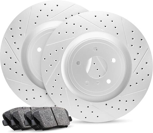 R1 Concepts Rear Brake Kit For 2015-2020 Acura TLX| Drilled Slotted Brake Rotors| Ceramic Brake Pads and Rotors Kit in Saudi Arabia