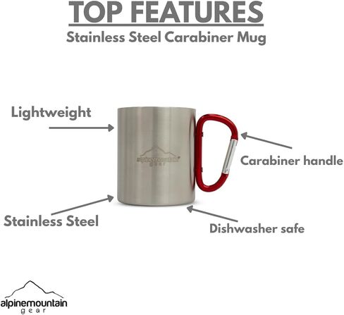 Stainless Steel Carabiner Mug Stainless Steel Mug for Camping, Backpacking by CADDIS Sports in Kuwait