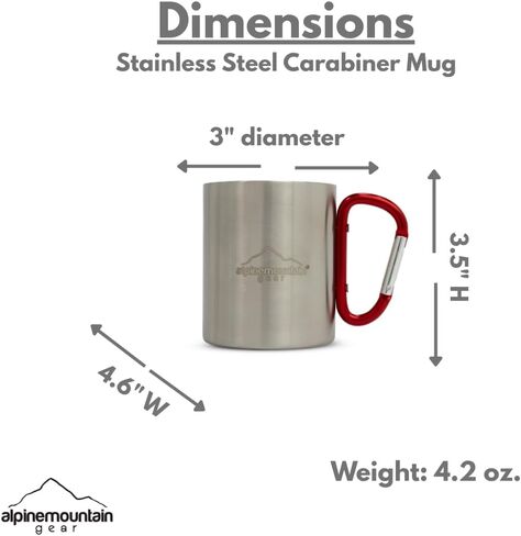 Stainless Steel Carabiner Mug Stainless Steel Mug for Camping, Backpacking by CADDIS Sports in Kuwait