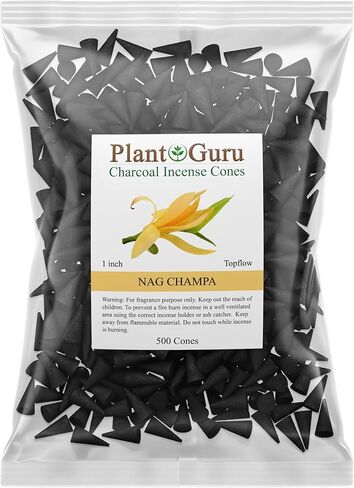 Nag Champa Charcoal Incense Cones 1" TOPFLOW - 500 Pack Bulk Wholesale - Natural Scented Cones Handmade Hand Dipped in Saudi Arabia