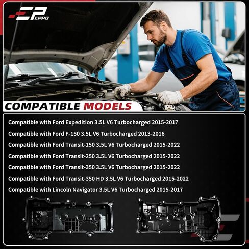 غطاء صمام المحرك EPPO BL3Z-6582-H DL3Z-6582-C ترقية الألومنيوم اليسار واليمين متوافق مع Ford F-150 Expedition 2013-2017 Transit 150 250 350 2015-2022 Lincoln Navigator 2015-2017 in Kuwait