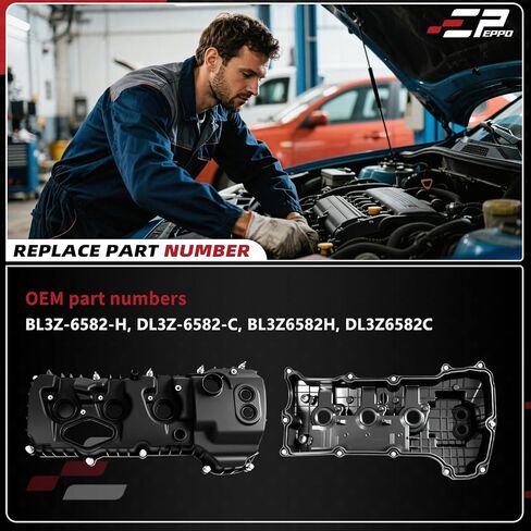 غطاء صمام المحرك EPPO BL3Z-6582-H DL3Z-6582-C ترقية الألومنيوم اليسار واليمين متوافق مع Ford F-150 Expedition 2013-2017 Transit 150 250 350 2015-2022 Lincoln Navigator 2015-2017 in Kuwait