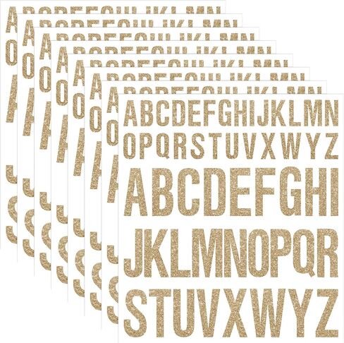8 Sheet Glitter Letter Stickers Vinyl Alphabet Stickers Waterproof Self Adhesive Stick on Letters for Poster Bulletin Board Mailbox School Classrooms Decor(2 Inch, 3 Inch,Gold) in Saudi Arabia