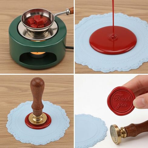2 PCS Wax Seal Silicone Pad, Silicone Wax Seal Mat for Stamp with 40 Double Sided Adhesive Dots Waxseal Pads Kit for DIY Craft Adhesive Waxing Thank You Cards, Wedding Invitations Wrapping in Kuwait
