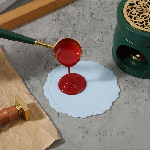 2 PCS Wax Seal Silicone Pad, Silicone Wax Seal Mat for Stamp with 40 Double Sided Adhesive Dots Waxseal Pads Kit for DIY Craft Adhesive Waxing Thank You Cards, Wedding Invitations Wrapping in Kuwait