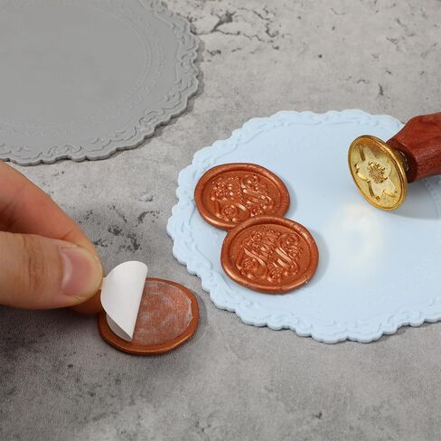 2 PCS Wax Seal Silicone Pad, Silicone Wax Seal Mat for Stamp with 40 Double Sided Adhesive Dots Waxseal Pads Kit for DIY Craft Adhesive Waxing Thank You Cards, Wedding Invitations Wrapping in Kuwait