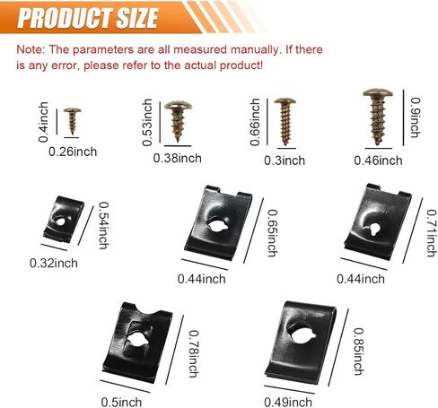 مجموعة متنوعة من 170 قطعة من YoRise لمشبك السيارة والمسمار على شكل حرف U، 9 مشابك للوحة باب السيارة بأحجام مختلفة، واستبدال صامولة على شكل حرف U ومشبك لولبي، وملحقات داخلية للوحة باب السيارة (أسود) in Kuwait